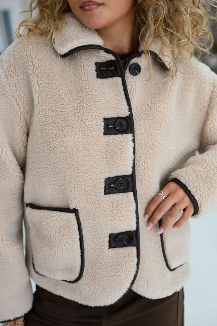 JDYNOELLA LIFE TEDDY JACKET OT 215452 Cement