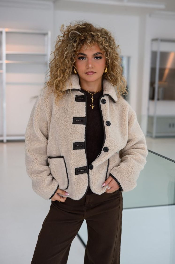 JDYNOELLA LIFE TEDDY JACKET OT 215452 Cement