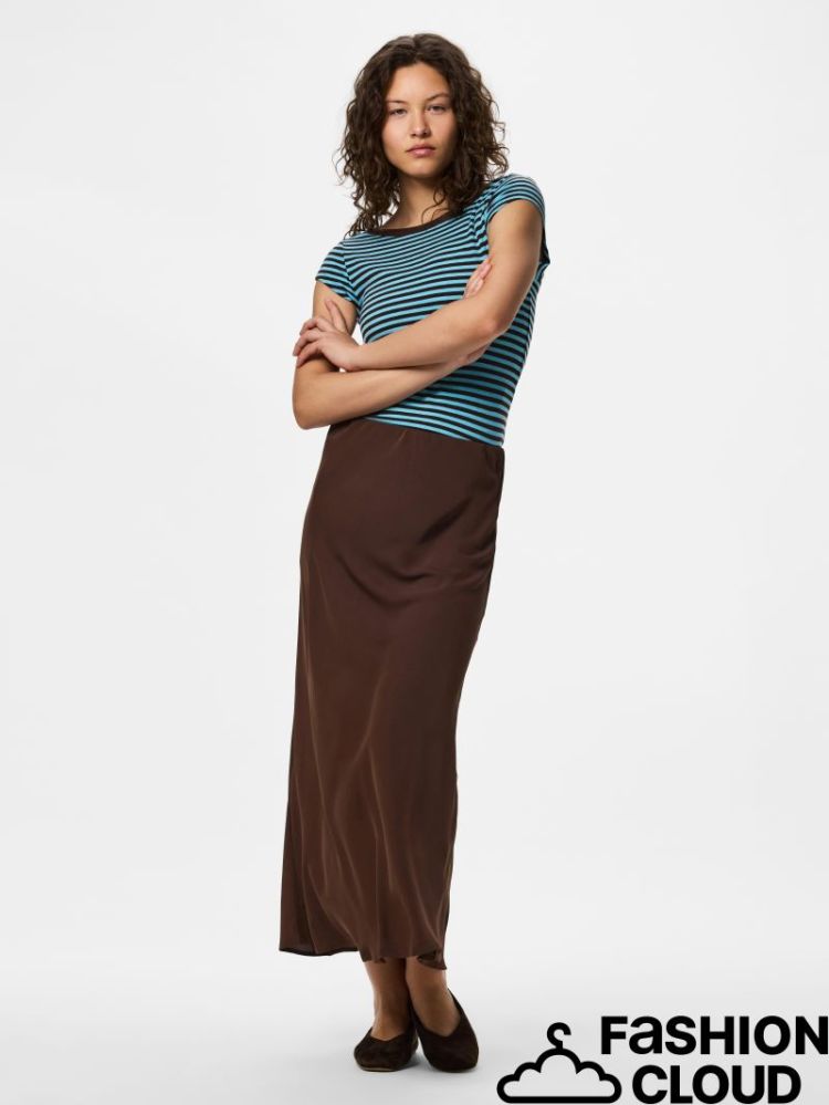 PCFRANAN HW ANKLE SKIRT WVN NO 302664 Hot Fudg