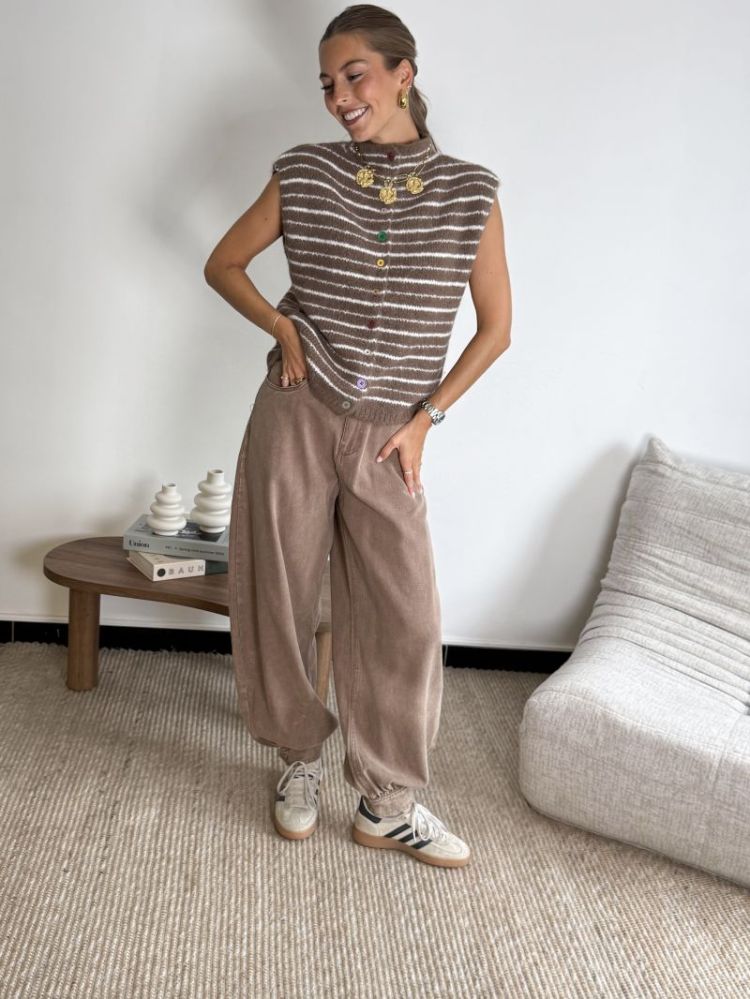 PCASIRA SL BUTTON KNIT VEST BC 305045002 Coffe