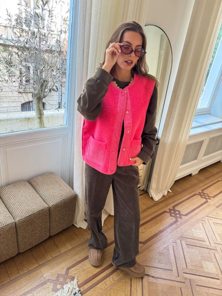 PCANASTACIA TEDDY VEST BC 191971 Pink Lem