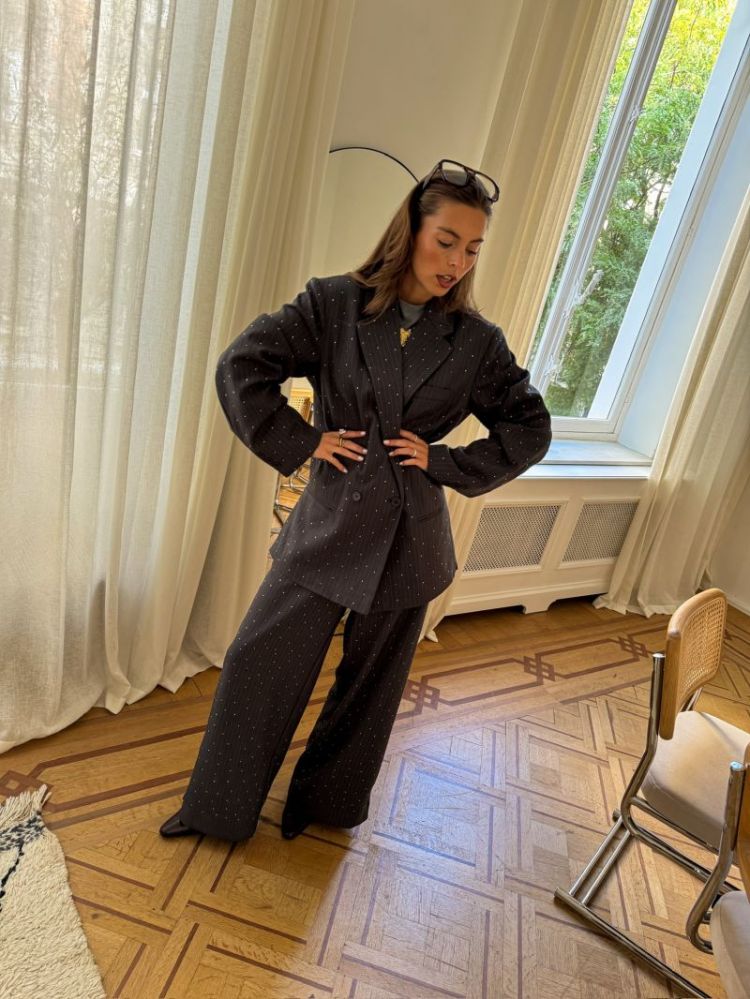 PCFALKA PINSTRIPE HW PANTS W.  182420001 Aspha